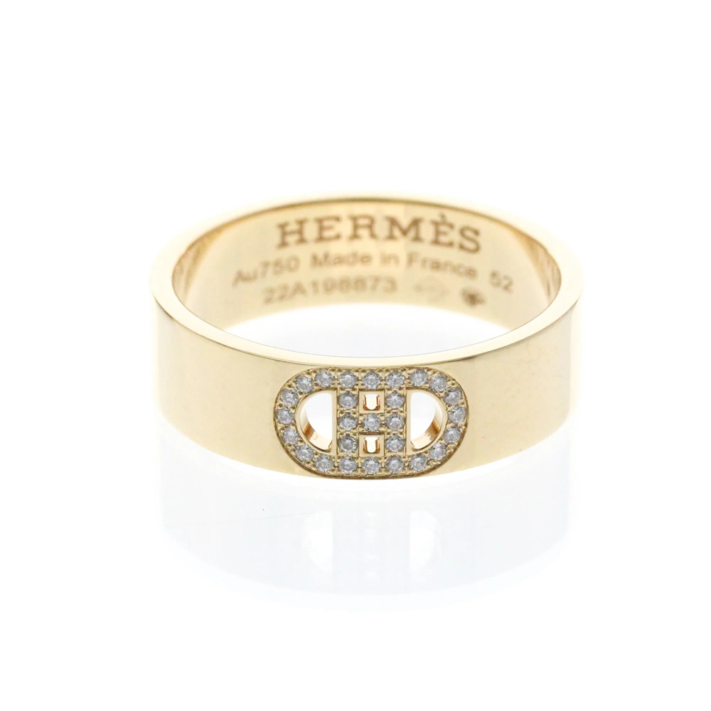 Hermes H Dunkle Diamond Ring Pink Gold (18K) Fashion Diamond Band Ring Pink Gold